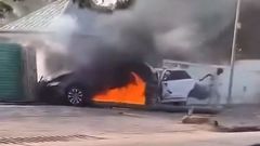 Shocking moment victim walked out of burning car from East Legon fatal accident