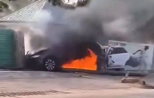 Shocking moment victim walked out of burning car from East Legon fatal accident