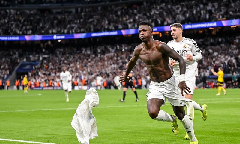Vinicius celebrates hat-trick against Dortmund