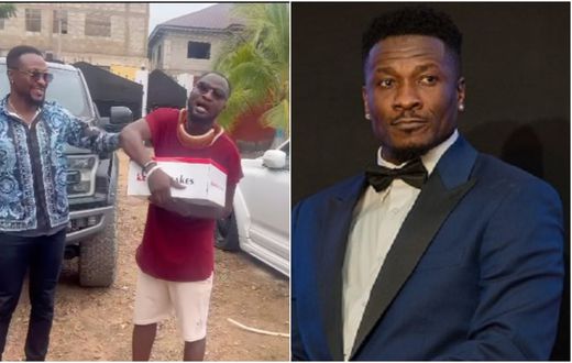 Asamoah Gyan celebrates troubled Funny Face with special cake on his birthday (Video)