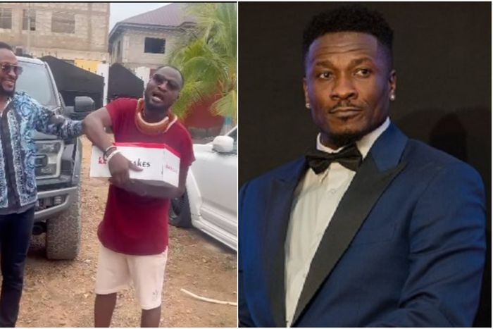 Asamoah Gyan celebrates troubled Funny Face with special cake on his birthday (Video)