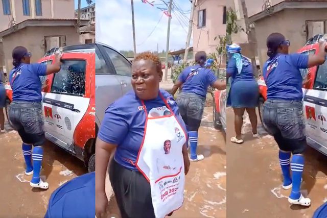 Video captures NPP supporters in party T-shirts washing NDC campaign vehicle