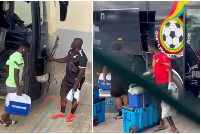 Fans react as local players carry ice chest at Black Stars training ahead of Sudan game