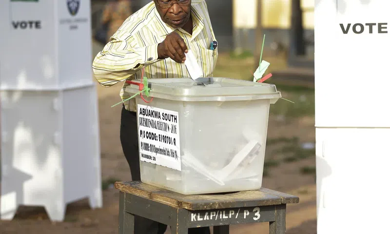 A voter casting his ballot in an election