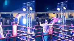 Boxer gets electric shock, collapses into ring during unusual celebration (Video)