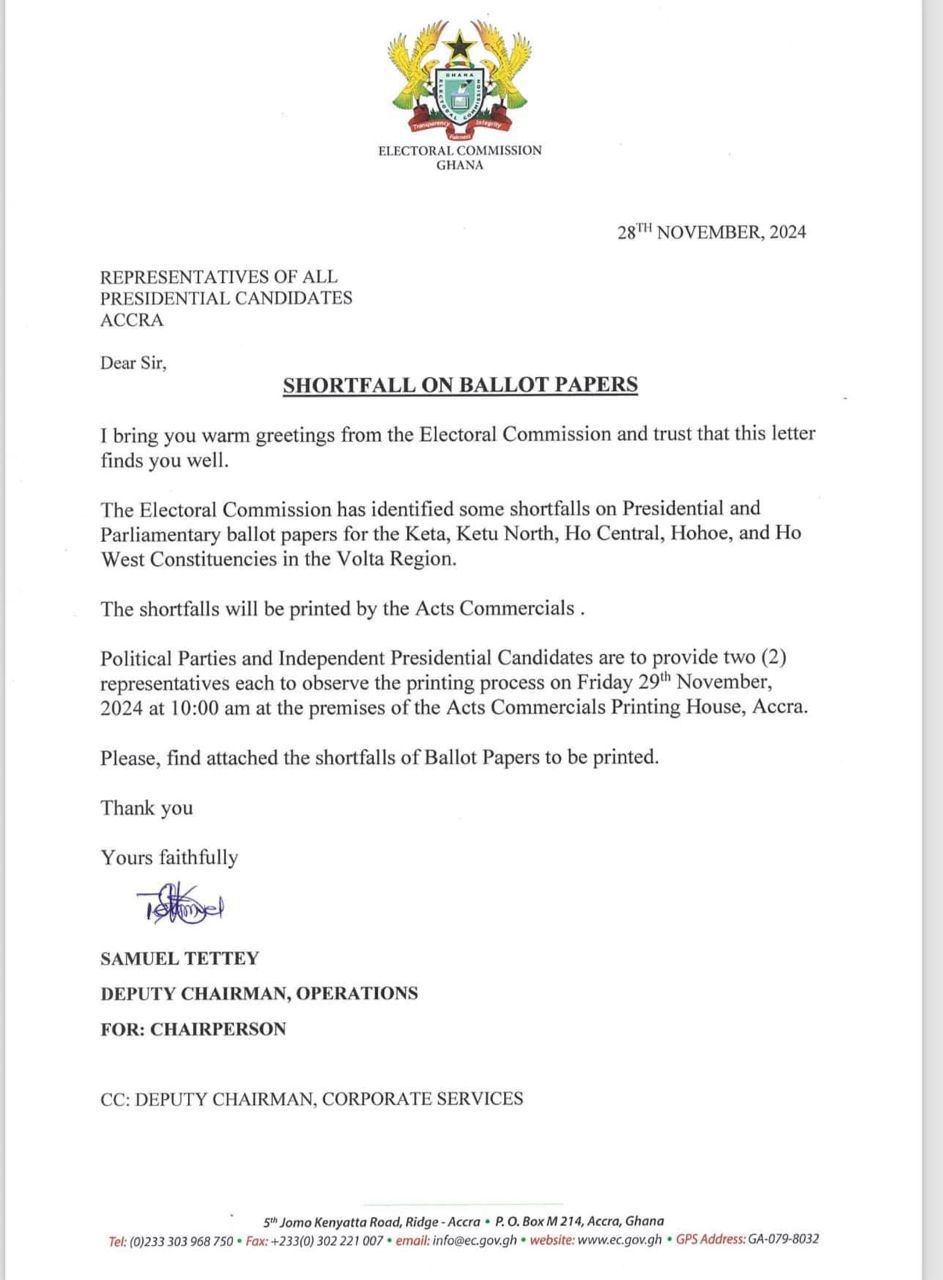 EC identifies ballot shortages in 5 constituencies in the Volta Region