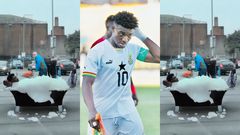 Mohammed Kudus takes a bath on London streets after missing Ghana-Nigeria clash (Video)