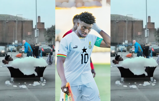 Mohammed Kudus takes a bath on London streets after missing Ghana-Nigeria clash (Video)