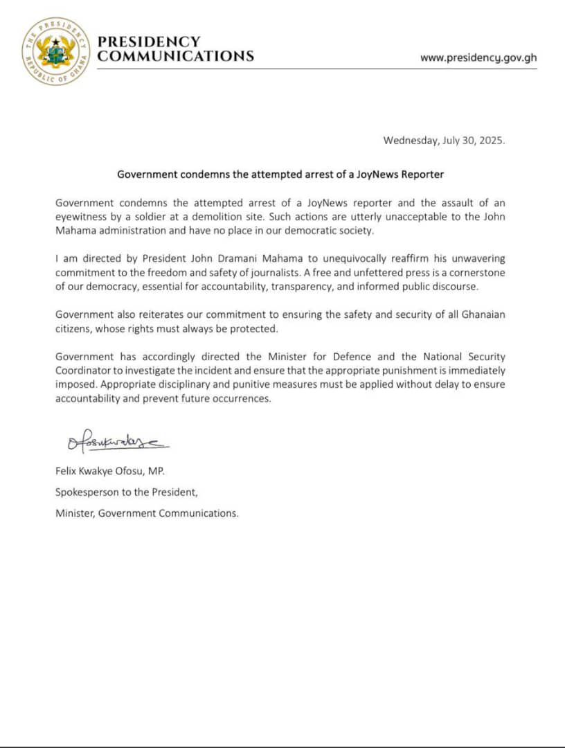 Pres. Mahama orders punishment for soldiers who assaulted Journalist and civilian
