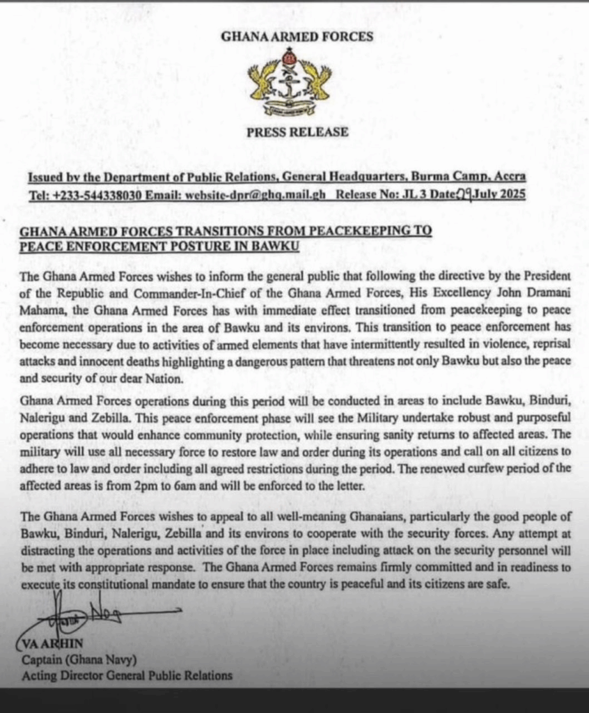 We’ll use all necessary force to restore law and order in Bawku - Ghana Armed Forces