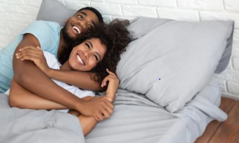 A couole cuddling