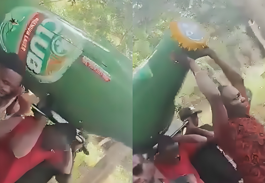 Ghanaian man buried in beer-shaped coffin to honor his love for drinking beer [Video]