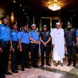President Buhari and officers of the Nigerian Police Force, including the Inspector General of Police, Ibrahim Idris