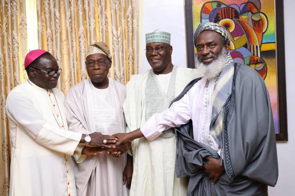 From L-R Bishop Mathew Kukah, Olusegun Obasanjo, Atiku Abubakar and Sheikh Gumi