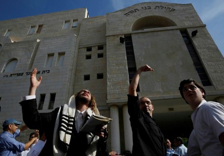Scene of the first ever attack on a synagogue in Jerusalem, in 2014