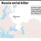 Map locating Irkutsk in Russia where a former policeman was found guilty of 56 murders on December 10, while already serving a life sentence for killing 22 women.