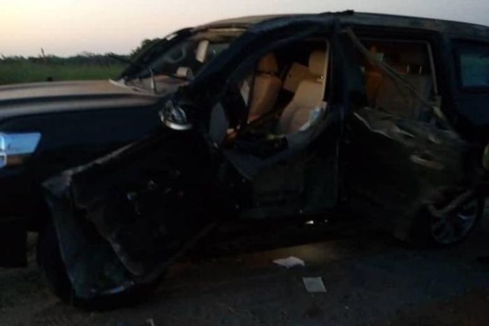 The official staff car of the Chief of Army Staff, Lieutenant-General Tukur Buratai, that was involved in a crash