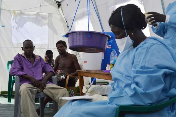 South Sudanese cholera patients and medical staff at the Juba Teaching Hospital in the capital in 2014