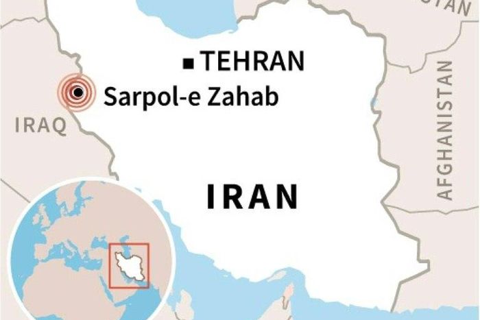 Map locating Sunday's earthquake in western Iran