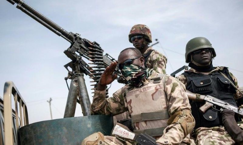 Nigerian soldiers fighting Boko Haram terrorists in northeast