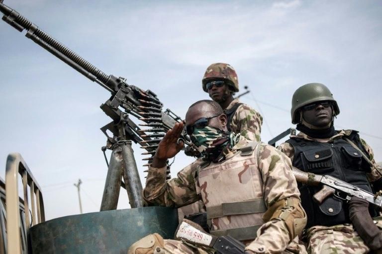 Nigerian soldiers fighting Boko Haram terrorists in northeast