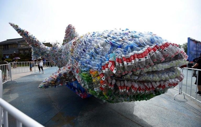 Social media stories of plastic pollution have increased awareness, and prompted action such as an installation depicting a shark made of plastic bottles in China