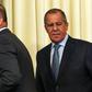 Russian Foreign Minister Sergei Lavrov (R) and his Turkish counterpart Mevlut Cavusoglu, pictured August 2018, met to coordinate ground operations in Syria after the announced US military pullout