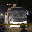 This picture taken on December 28, 2018 shows the scene of an attack on a tourist bus near the Giza Pyramids outside Cairo