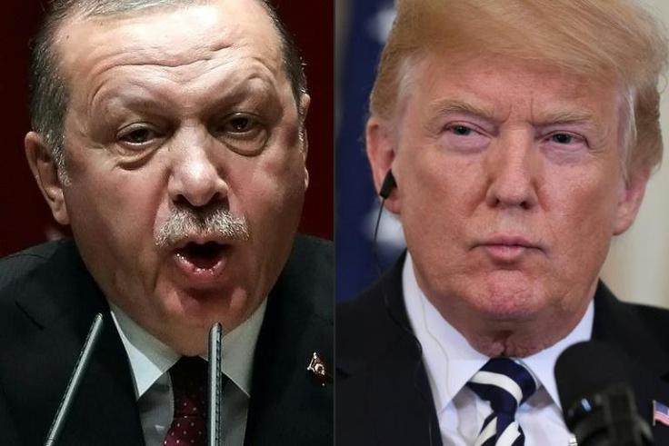 US President Donald Trump (right) spoke with his Turkish counterpart Recep Tayyip Erdogan days before the US leader's surprise announcement of a pullout of 2,000 troops from Syria