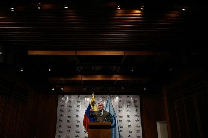 Venezuela's Attorney General Tarek William Saab speaks during a press conference in Caracas, on November 8, 2018
