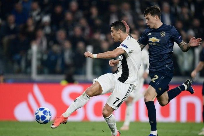 Ronaldo scored with a stunning volley after watching the ball come over his shoulder