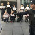 Any hint of campus activism in China sparks deep concern among authorities. This picture from November 8 shows demonstrating students outside an Apple Store in Bejing