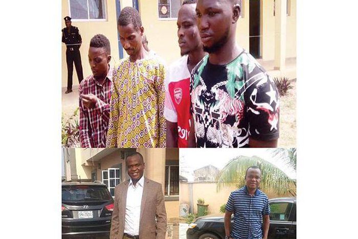 Up; the suspects, down; the deceased victim