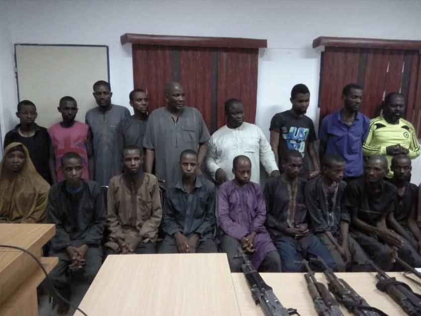 Some of the suspects paraded by the police after invasion of Ekweremadu's residence