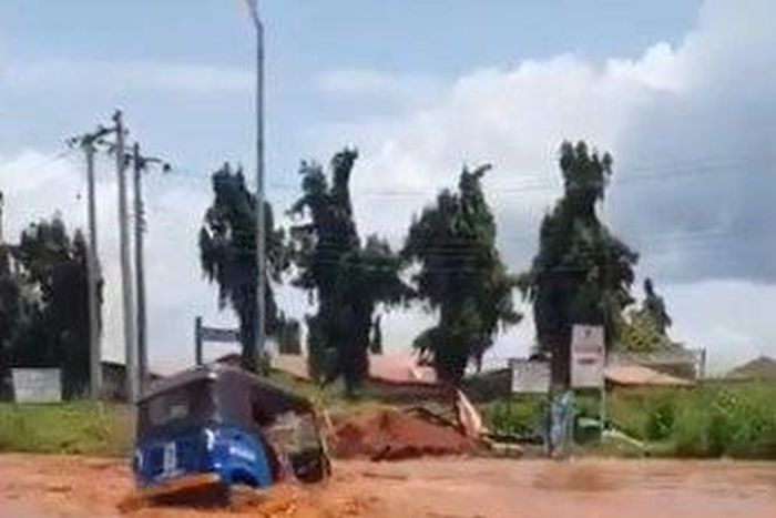 A man only had a short amount of time to escape from a motorcycle or risk being swallowed by a high current flood.