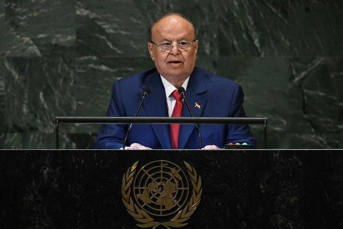 Yemeni President Abedrabbo Mansour Hadi addresses the UN General Assembly in New York September 26, 2018