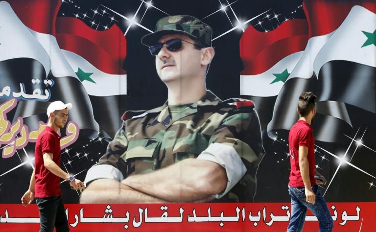 A billboard in Damascus of Syrian President Bashar al-Assad, pictured on July 9, 2018
