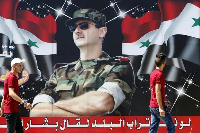A billboard in Damascus of Syrian President Bashar al-Assad, pictured on July 9, 2018