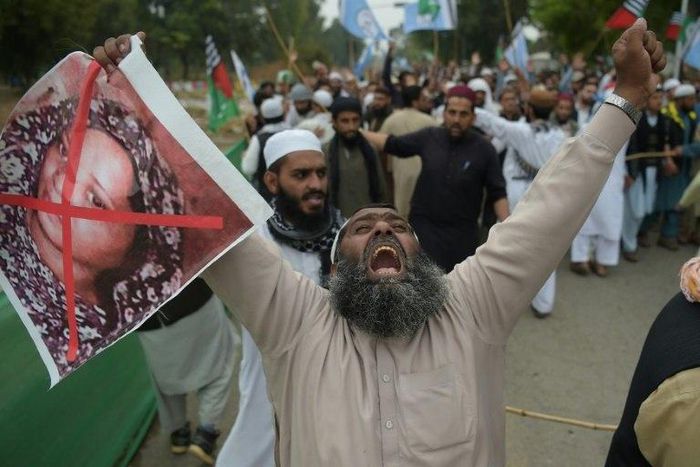 Islamist hardliners have protested against Asia Bibi's acquittal on charges of blasphemy