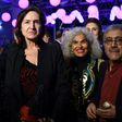 Carthage Film Festival's Jury President Deborah Young (C) arrives with members of the jury on November 3, 2018, for the opening of the 29th edition of the Carthage Film Festival in Tunis