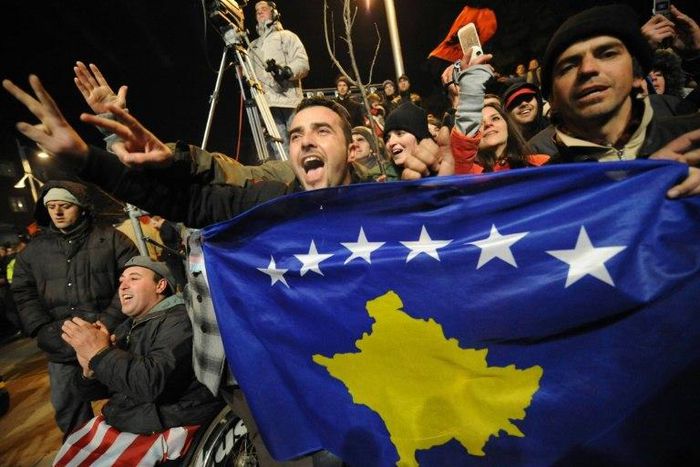 Kosovars celebrate the independence of Kosovo in Feburary 2008, but Serbia has since refused to recognise Kosovo's independence