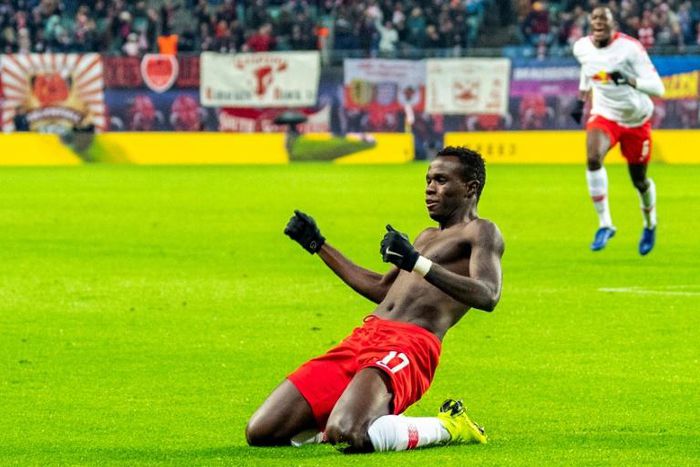 Portuguese forward Bruma celebrates scoring the late winning goal in RB Leipzig's 3-2 win at home to Werder Bremen on Saturday.