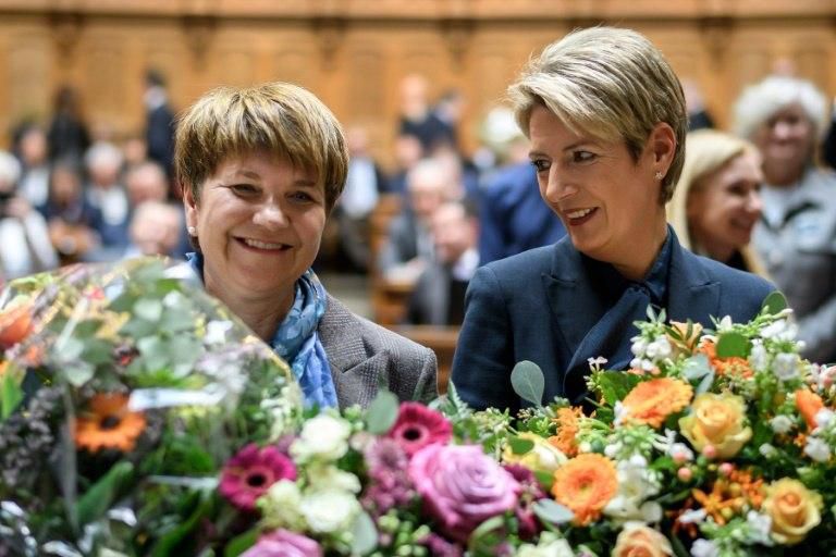 The election of Viola Amherd, left, and Karin Keller-Sutter, brings the Swiss government to near gender equality