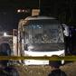 This picture taken on December 28, 2018 shows the scene of an attack on a tourist bus near the Giza Pyramids outside Cairo