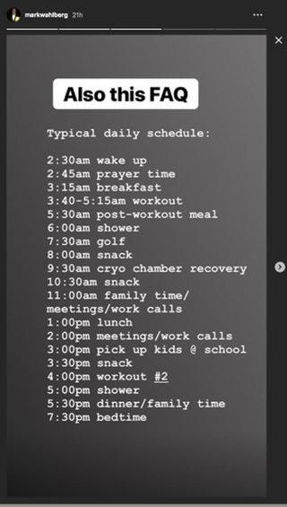 Mark Wahlberg's daily routine