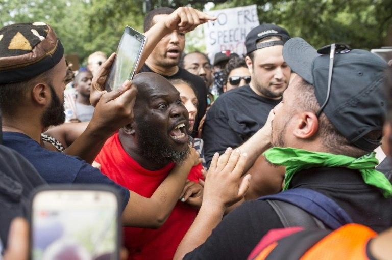 Fighting broke out during the August 2017 "Unite the Right" rally in Charlottesville between neo-Nazi supporters and counterprotesters, including anti-fascists from the Antifa group