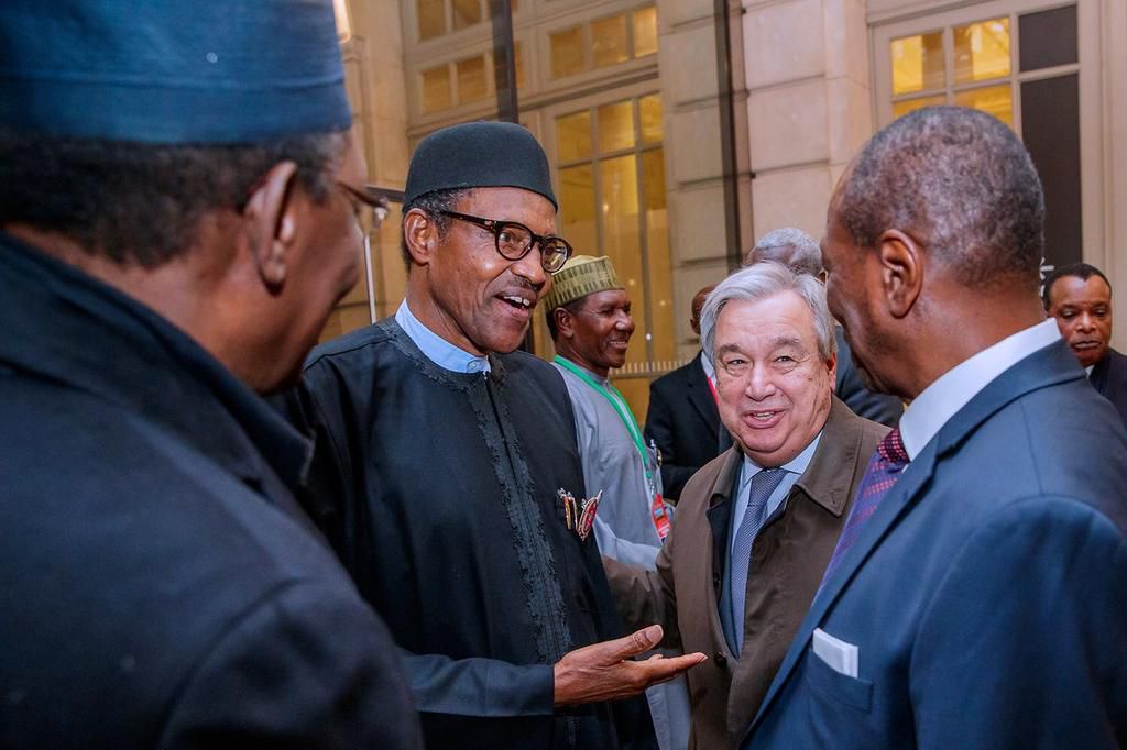 Buhari at a dinner held in honour of Heads of State who attended the Peace Forum in France