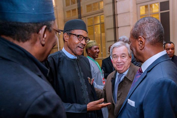 Buhari at a dinner held in honour of Heads of State who attended the Peace Forum in France
