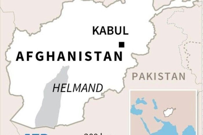 Map locating Helmand, site of deadly US military bombing.