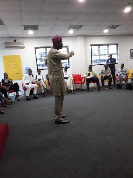 Jide Sanwo-Olu addresses online media in Lagos on November 6, 2018